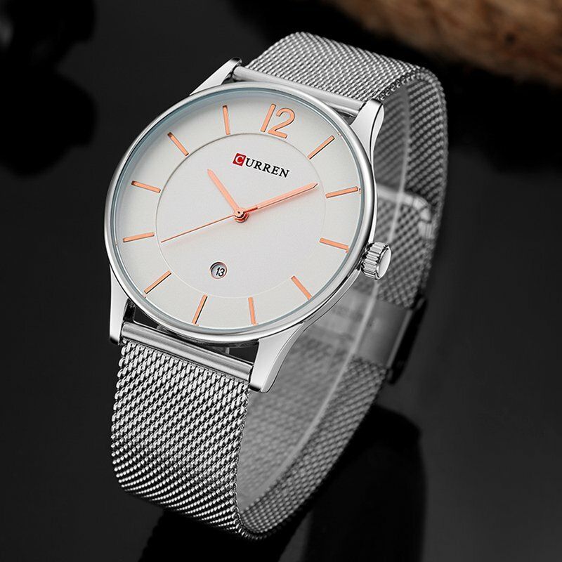 W Pełni Metalowy Pasek Fashion Męskie Watch Business Style Casual Dial Wodoodporny Zegarek Kwarcowy