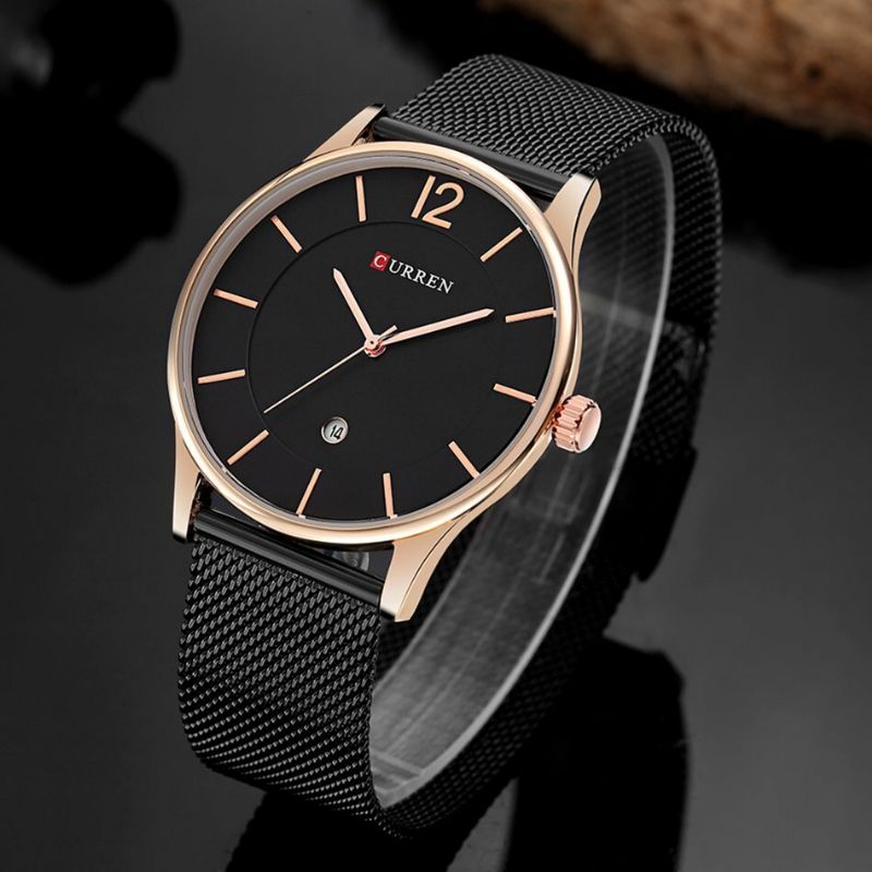 W Pełni Metalowy Pasek Fashion Męskie Watch Business Style Casual Dial Wodoodporny Zegarek Kwarcowy