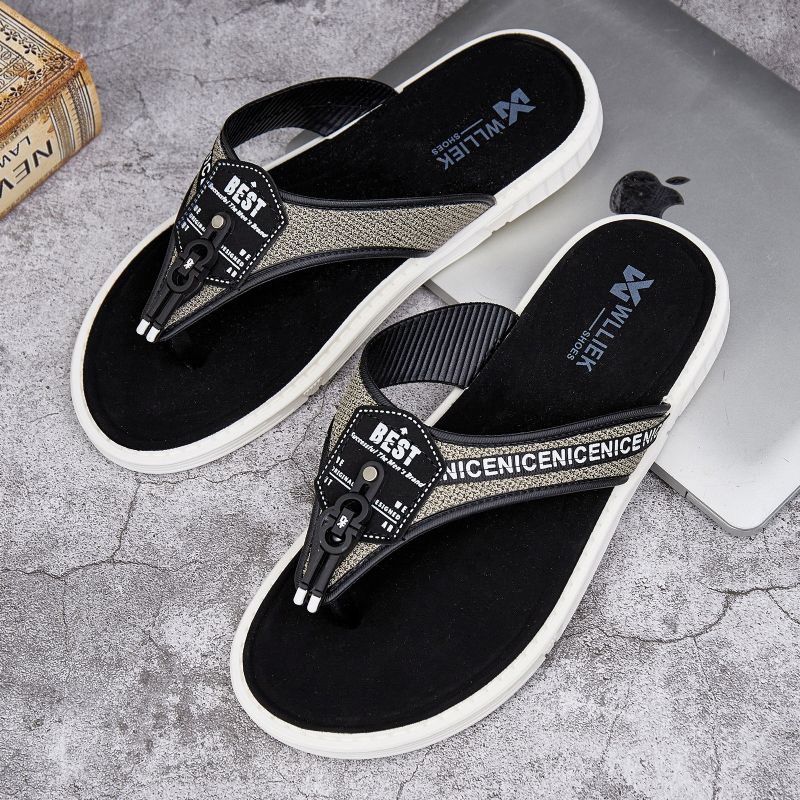 Mężczyźni Casual Outdoor Denim Fabric Slip On Beach Flip Flop Slipy