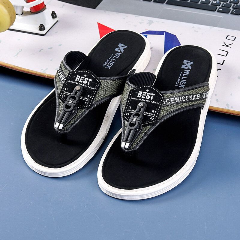 Mężczyźni Casual Outdoor Denim Fabric Slip On Beach Flip Flop Slipy