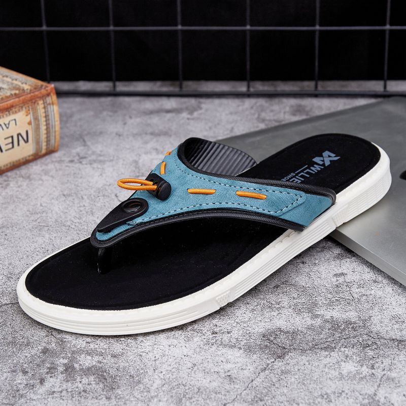 Mężczyźni Outdoor Beach Slip On Denim Fabric Casual Klapki Z Klapką