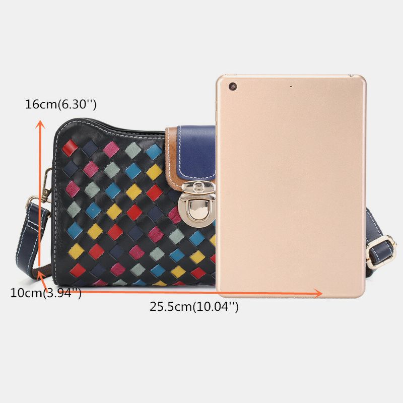 Damska Skórzana Patchworkowa Torba Na Telefon Torba Na Ramię Crossbody