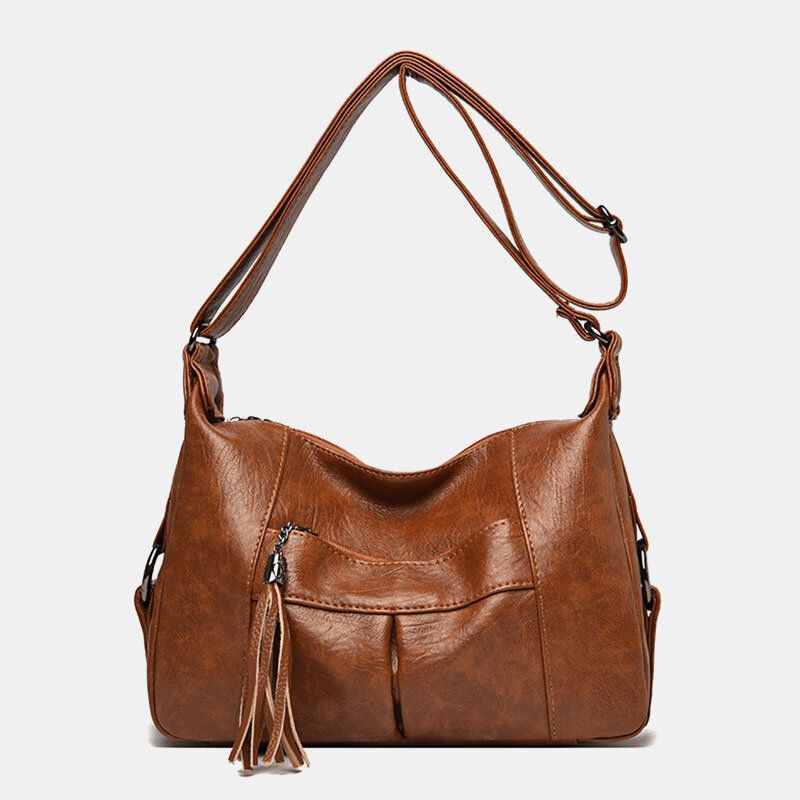 Damska Torba W Stylu Vintage Faux Leather O Dużej Pojemności Z Wieloma Kieszeniami Torba Na Ramię Crossbody