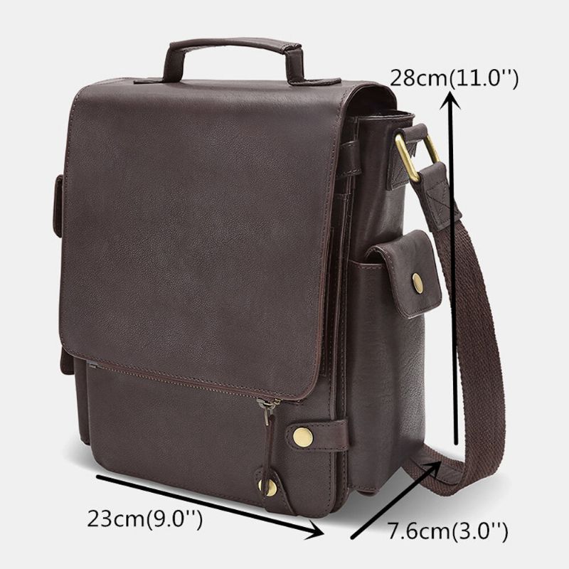 E Ekphero Mężczyźni Pu Skóra Vintage Business Wielofunkcyjne Wielofunkcyjne Gniazda Kart Wielu Kieszenie Torba Crossbody Torba Na Ramię