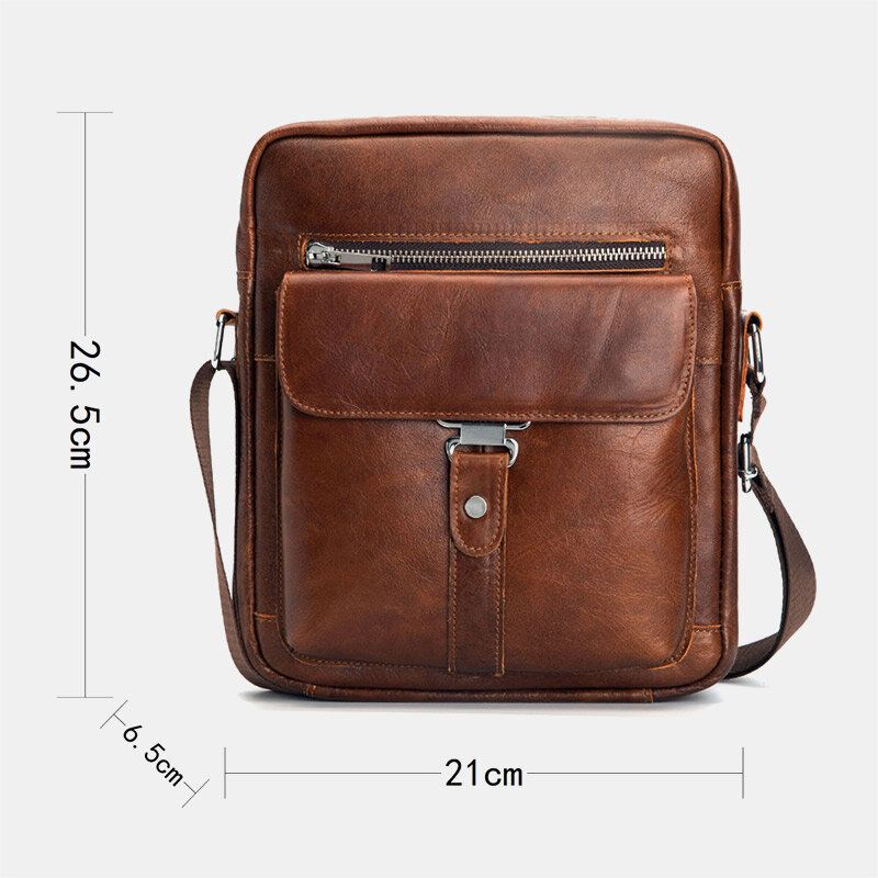 Ekphero Mężczyźni Pierwsza Warstwa Skóry Wołowej O Dużej Pojemności Torby Crossbody W Stylu Vintage Odporna Na Zużycie Tylna Kieszeń Przeciw Kradzieży Torba Na Ramię