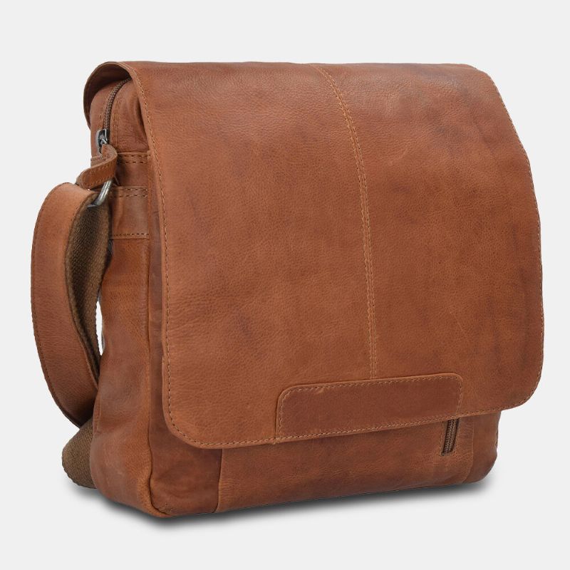 Ekphero Męskie Vintage Flap Design Duża Pojemność Torba Crossbody Torba Na Ramię