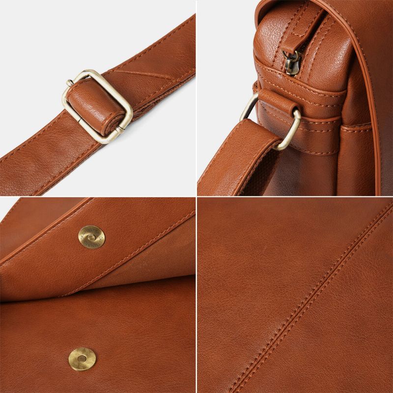 Ekphero Męskie Vintage Flap Design Duża Pojemność Torba Crossbody Torba Na Ramię