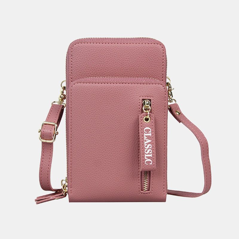 Kobiety 3 Gniazda Na Karty 6.5 Cala Solidna Torba Na Telefon Torba Na Ramię Torba Crossbody