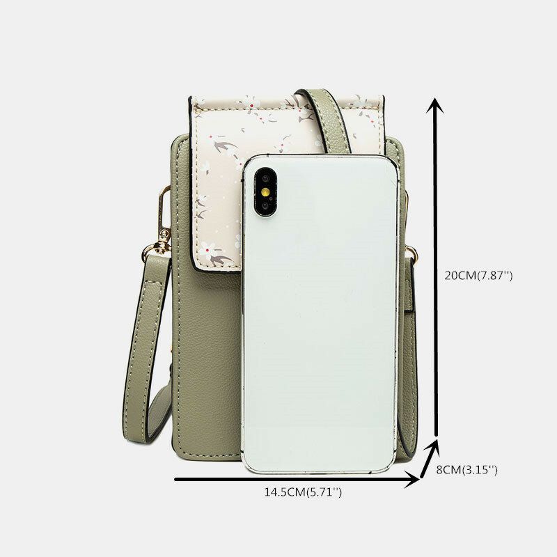 Kobiety 6.5-calowy Uchwyt Na Telefon 6 Miejsc Na Karty Kwiatowa Torba Crossbody