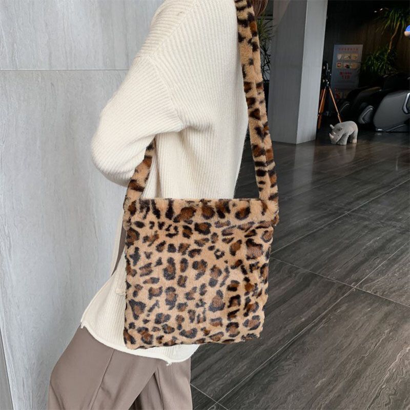 Kobiety CZuły Miękki Wzór Leopard Śliczna Dorywcza Torba Na Ramię Osobowości Torba Crossbody