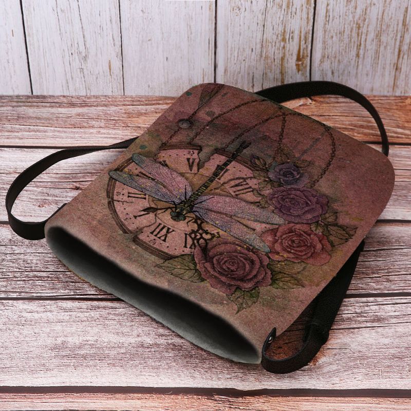 Kobiety CZuły Się Na Co Dzień W Stylu Vintage 3d Dragonfly Flower Printing Pattern Crossbody Torby Torba Na Ramię