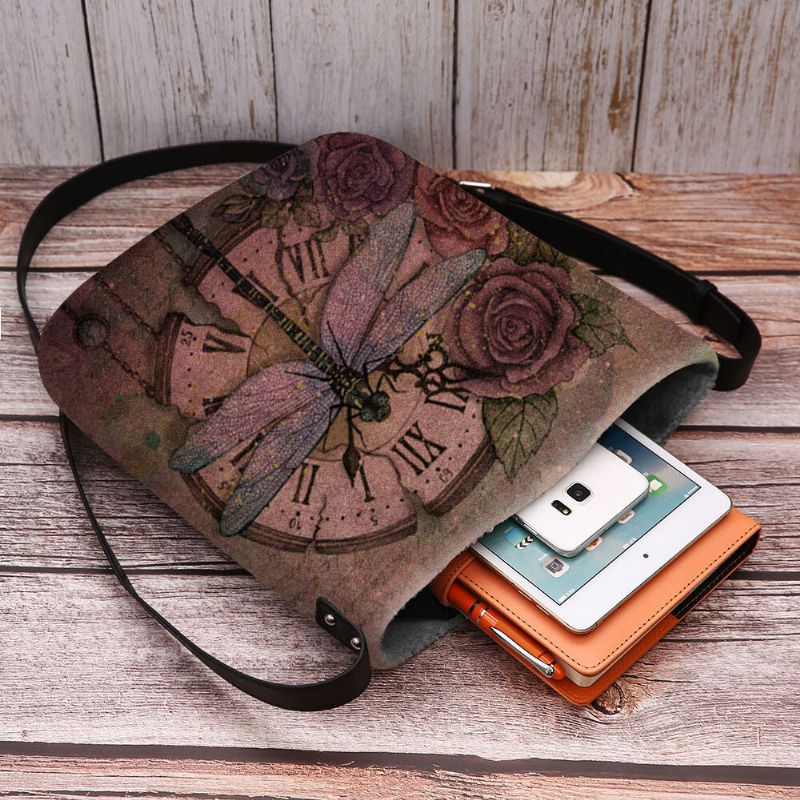 Kobiety CZuły Się Na Co Dzień W Stylu Vintage 3d Dragonfly Flower Printing Pattern Crossbody Torby Torba Na Ramię