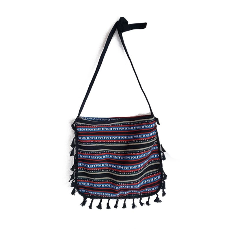 Kobiety Dacron CZeski Etniczny Wzór Tassel Projekt Crossbody Torba Duża Pojemność Nieregulowane Pasy Torba Na Ramię