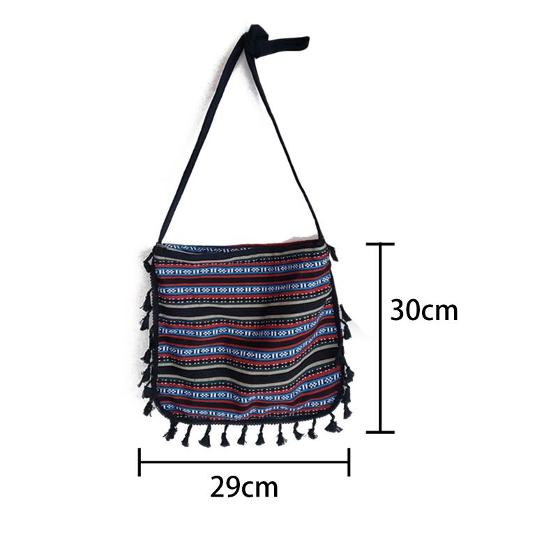 Kobiety Dacron CZeski Etniczny Wzór Tassel Projekt Crossbody Torba Duża Pojemność Nieregulowane Pasy Torba Na Ramię