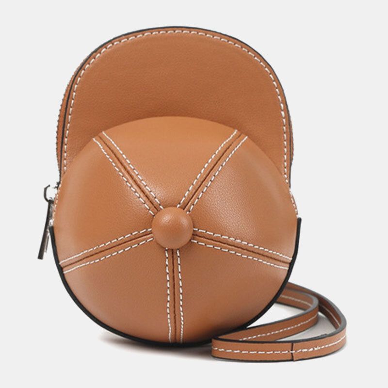 Kobiety Faux Leather Baseball Kapelusz Shape Causl Kreatywna Torba Na Ramię Torba Crossbody