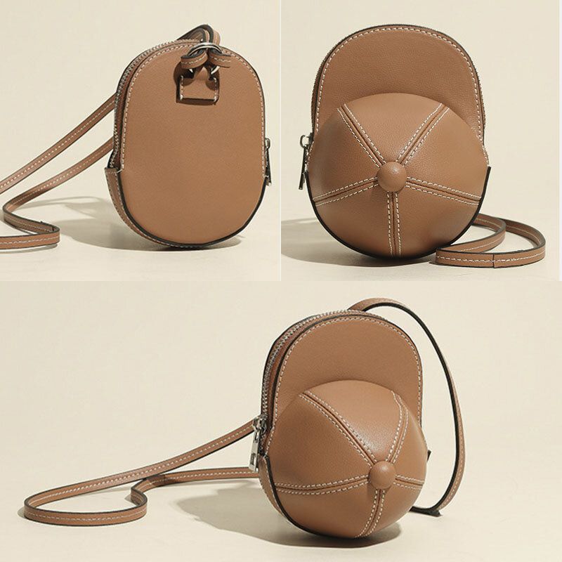 Kobiety Faux Leather Baseball Kapelusz Shape Causl Kreatywna Torba Na Ramię Torba Crossbody