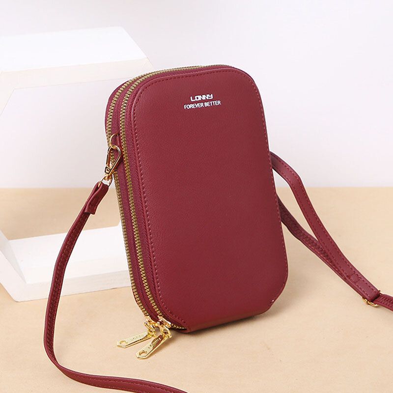 Kobiety Faux Leather Fashion Ekran Dotykowy Mini Torba Crossbody Torba Na Telefon