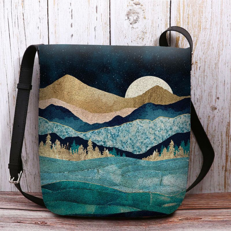 Kobiety Felt Mountain Treetop Krajobraz Print Torby Torba Crossbody Torba Na Ramię