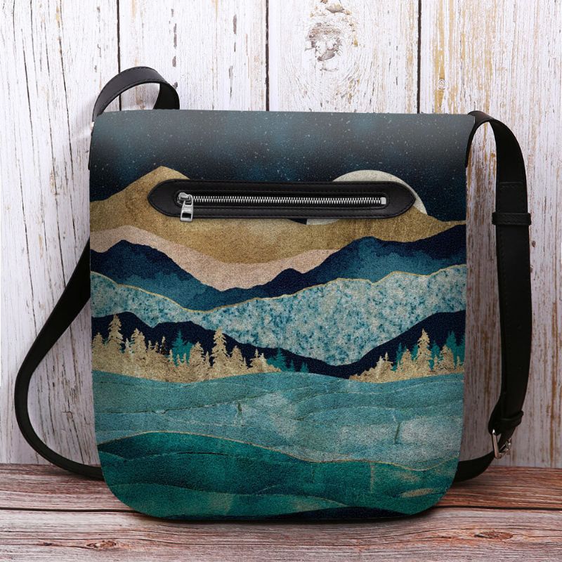 Kobiety Felt Mountain Treetop Krajobraz Print Torby Torba Crossbody Torba Na Ramię