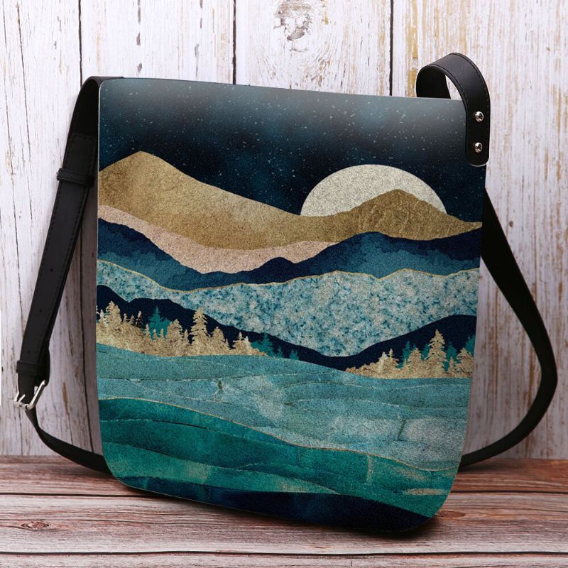 Kobiety Felt Mountain Treetop Krajobraz Print Torby Torba Crossbody Torba Na Ramię