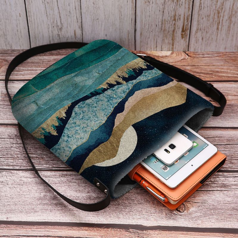 Kobiety Felt Mountain Treetop Krajobraz Print Torby Torba Crossbody Torba Na Ramię