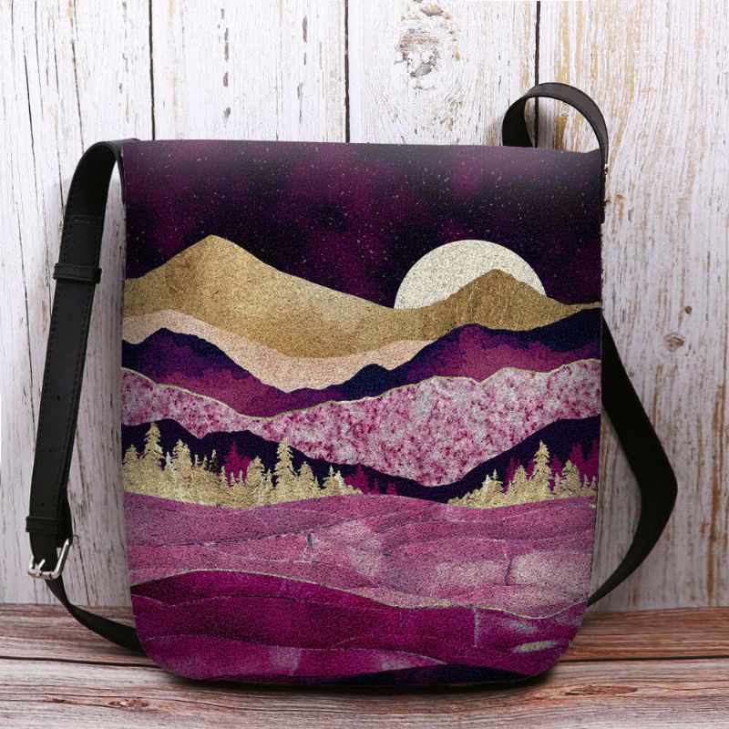 Kobiety Felt Mountain Treetop Krajobraz Print Torby Torba Crossbody Torba Na Ramię