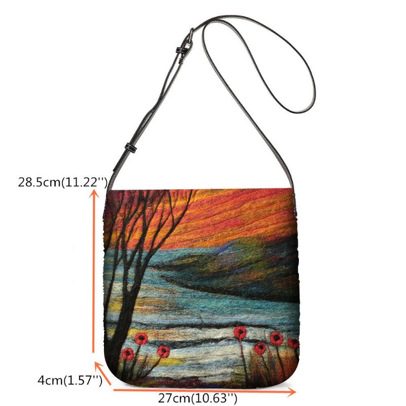 Kobiety Jagnięce Włosy Jesień Naturalna Scena Kolorowe Diy Torba Na Ramię Torba Crossbody