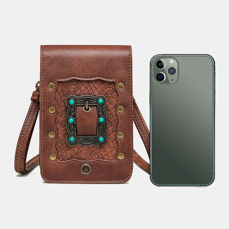 Kobiety Odpinany Pasek Na Ramię Sprzęt Nit Decor Wzór Węża Klapa Zapięcie Magnetyczne Projekt Torba Na Talię Crossbody