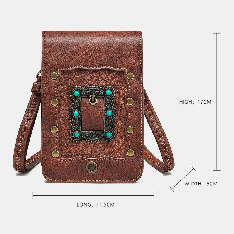 Kobiety Odpinany Pasek Na Ramię Sprzęt Nit Decor Wzór Węża Klapa Zapięcie Magnetyczne Projekt Torba Na Talię Crossbody