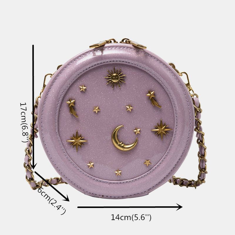 Kobiety Pu Chain Galaxy Okrągła Torba Crossbody