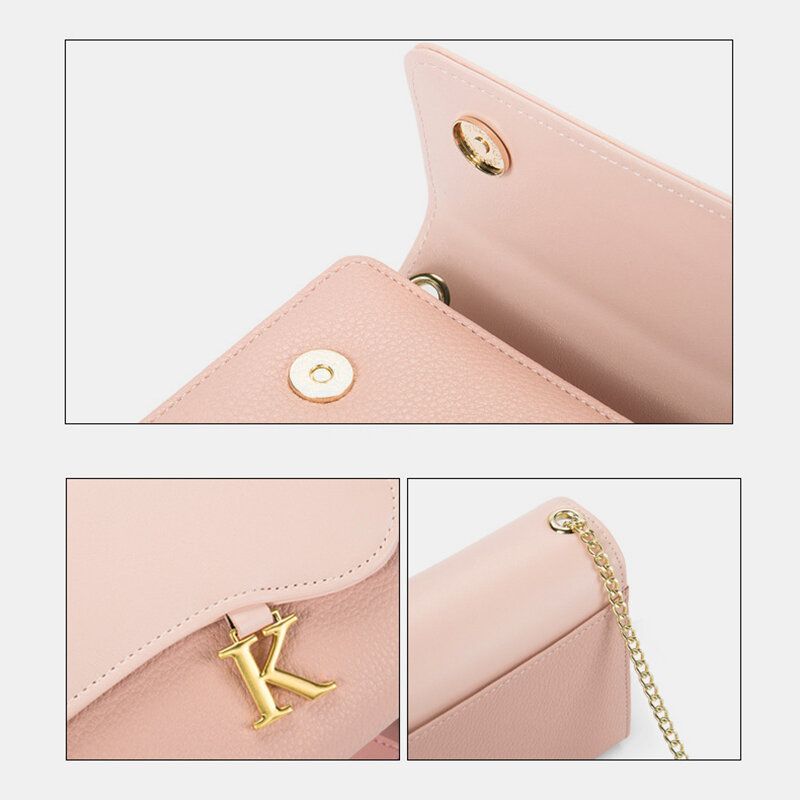 Kobiety Pu Łańcuchy 6.3 Cala Telefon Solid Letter Torba Crossbody