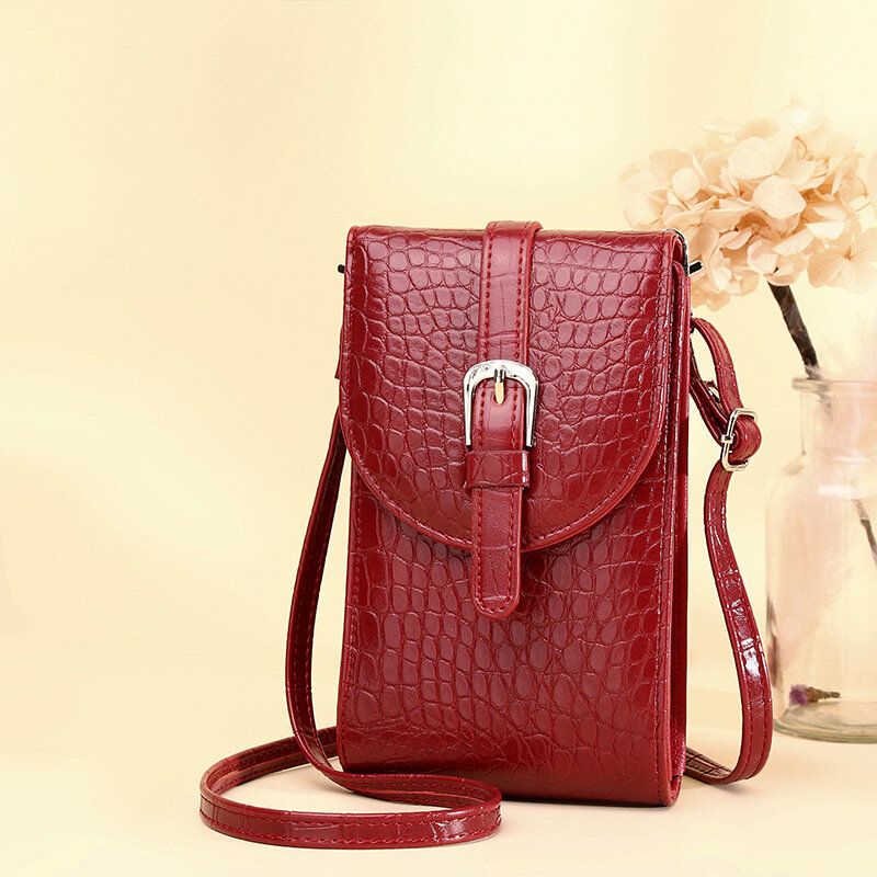 Kobiety Pu Leather Alligator Pattern Duża Pojemność Casual 6.3 Cala Torba Na Telefon Torby Crossbody Torba Na Ramię