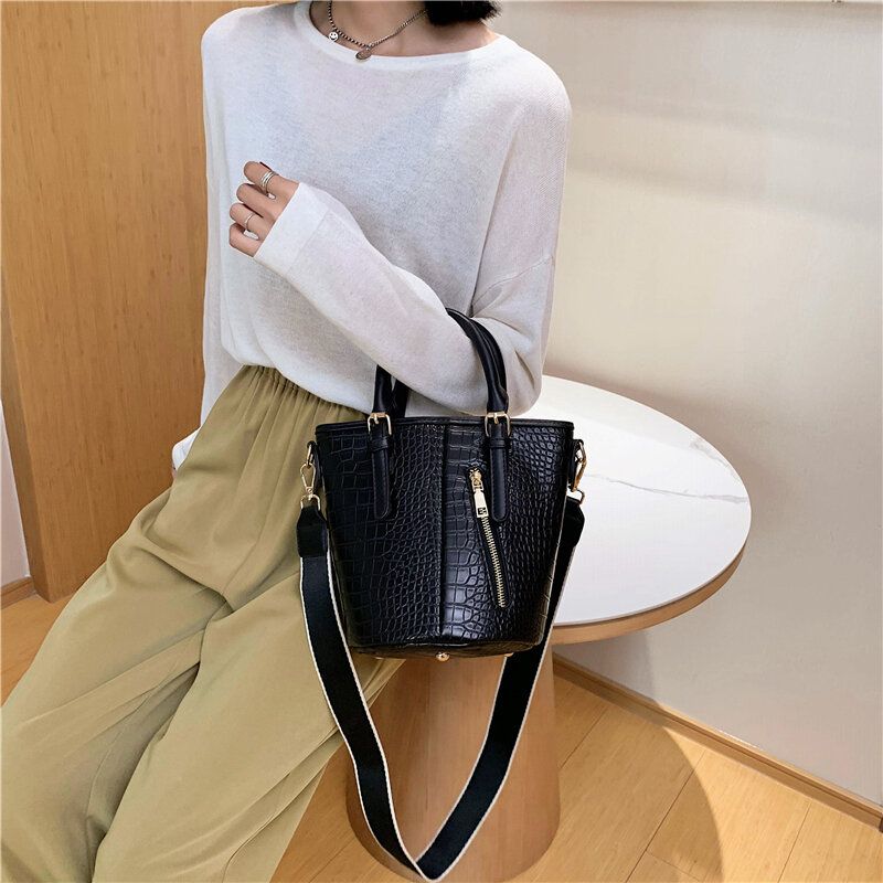 Kobiety Pu Leather Alligator Wzór Szwy Casual Fashion Torebka Torba Crossbody