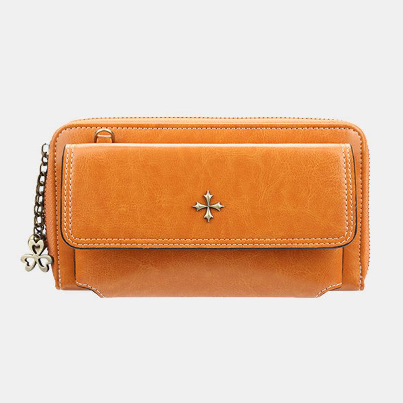 Kobiety Pu Leather Cross Flower Tassel Duża Pojemność Multi-card Slot Phone Torby Crossbody Torby Torba Na Ramię