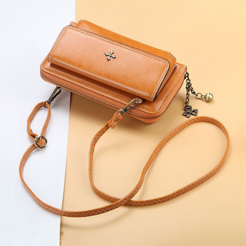 Kobiety Pu Leather Cross Flower Tassel Duża Pojemność Multi-card Slot Phone Torby Crossbody Torby Torba Na Ramię