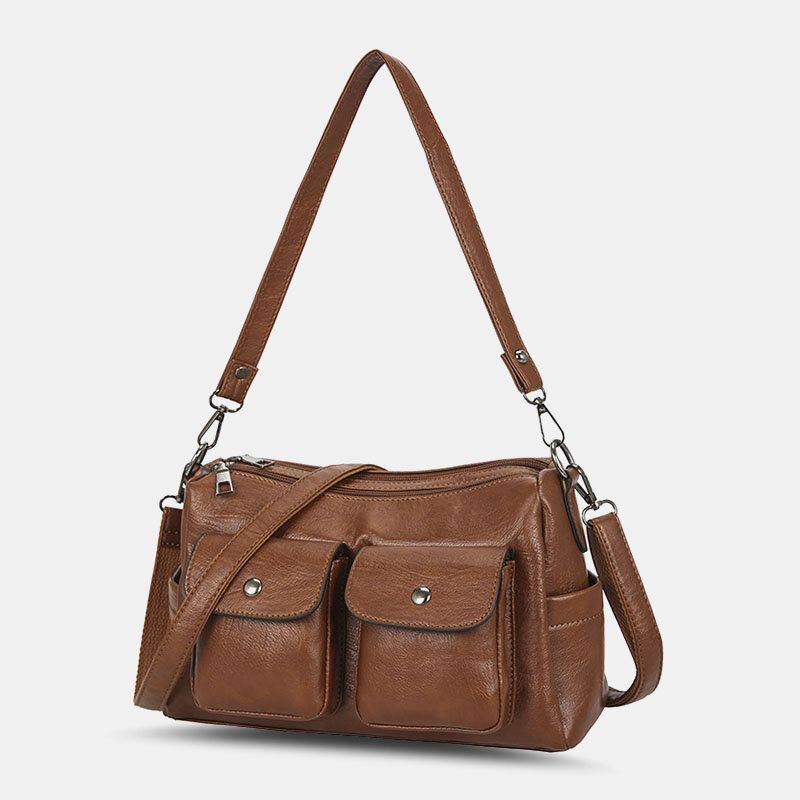 Kobiety Pu Leather Duża Pojemność Multi-pocket Retro 6.3 Cala Torba Na Telefon Torby Crossbody Torba Na Ramię