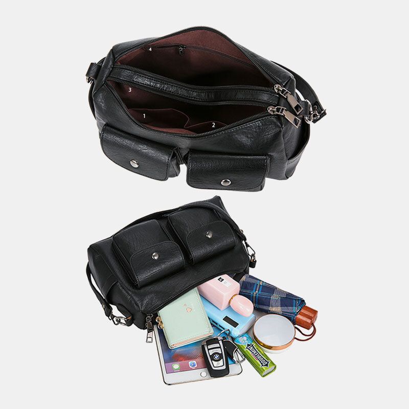 Kobiety Pu Leather Duża Pojemność Multi-pocket Retro 6.3 Cala Torba Na Telefon Torby Crossbody Torba Na Ramię