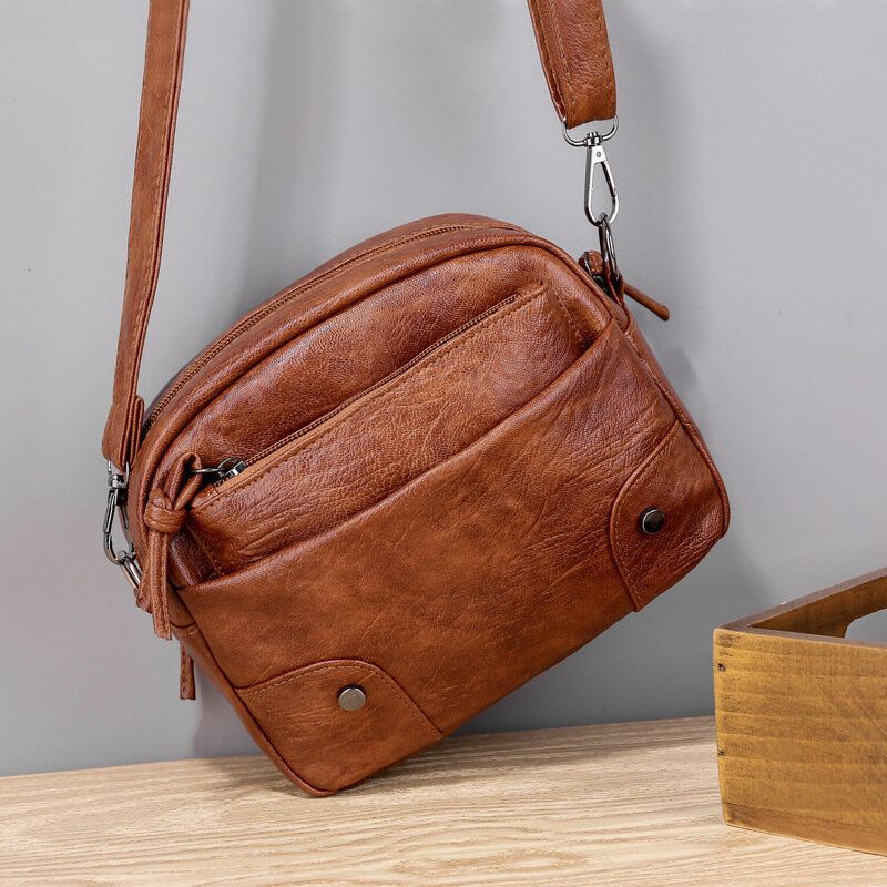 Kobiety Pu Leather Multi-pocket Moda Retro 6.3 Cala Torba Na Telefon Miękkie Torby Crossbody Torba Na Ramię