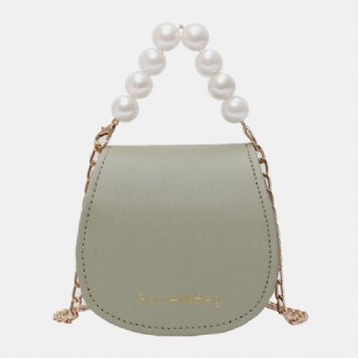 Kobiety Pu Leather Pearl Chain Torebka Torba Na Ramię Crossbody Torby