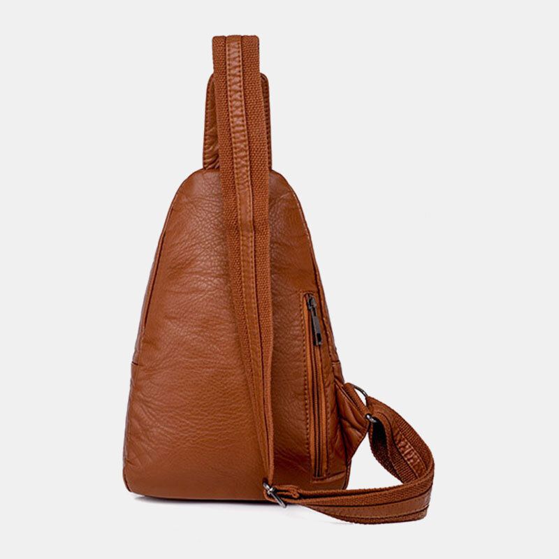 Kobiety Pu Leather Przenośna Torba O Dużej Pojemności Z Otworem Na Słuchawki Crossbody Torba Na Ramię Torba Na Klatkę Piersiową