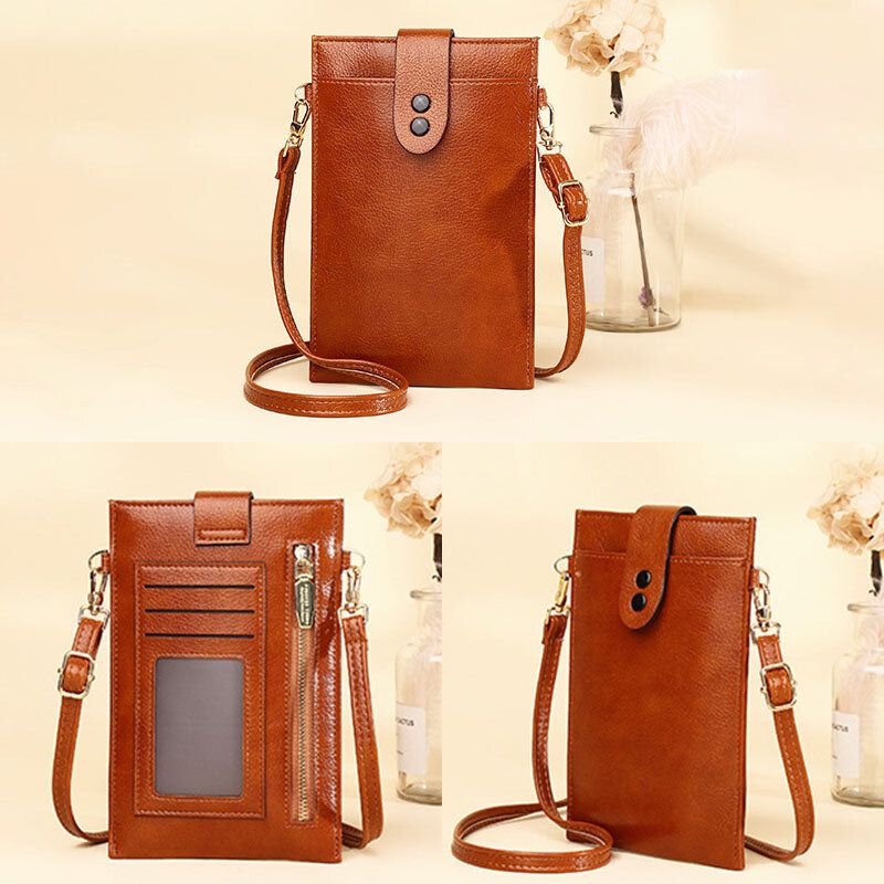 Kobiety Pu Leather Retro 6.3 Cala Torba Na Telefon Mini Torby Na Wiele Kart Crossbody Torba Na Ramię