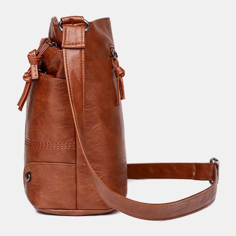 Kobiety Pu Skóra Duża Pojemność Retro 6.3 Cal Multi-kieszeni Torba Telefon Miękkie Torby Crossbody Torba Na Ramię