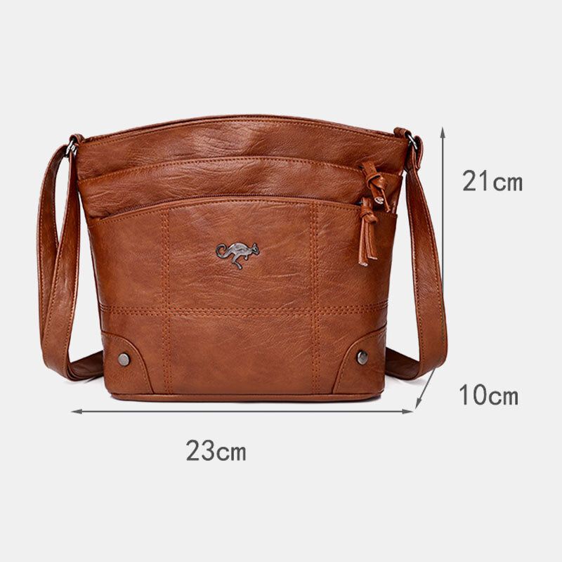 Kobiety Pu Skóra Duża Pojemność Retro 6.3 Cal Multi-kieszeni Torba Telefon Miękkie Torby Crossbody Torba Na Ramię