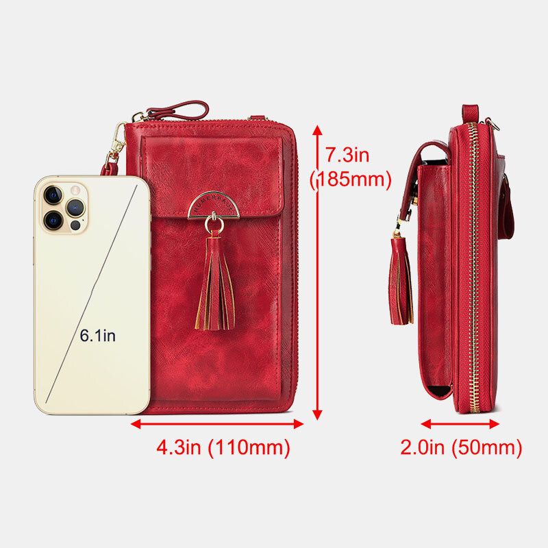 Kobiety Rfid Anti-theft Wielofunkcyjny Tassel Decor Crossbody Torba Z Wieloma Gniazdami Na Karty Portfel Kopertówka Torba Na Telefon