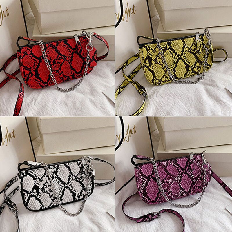 Kobiety Wężowej Skóry Patternn Jednolity Kolor Casual Fashion Torba Na Ramię Cross Body Bag