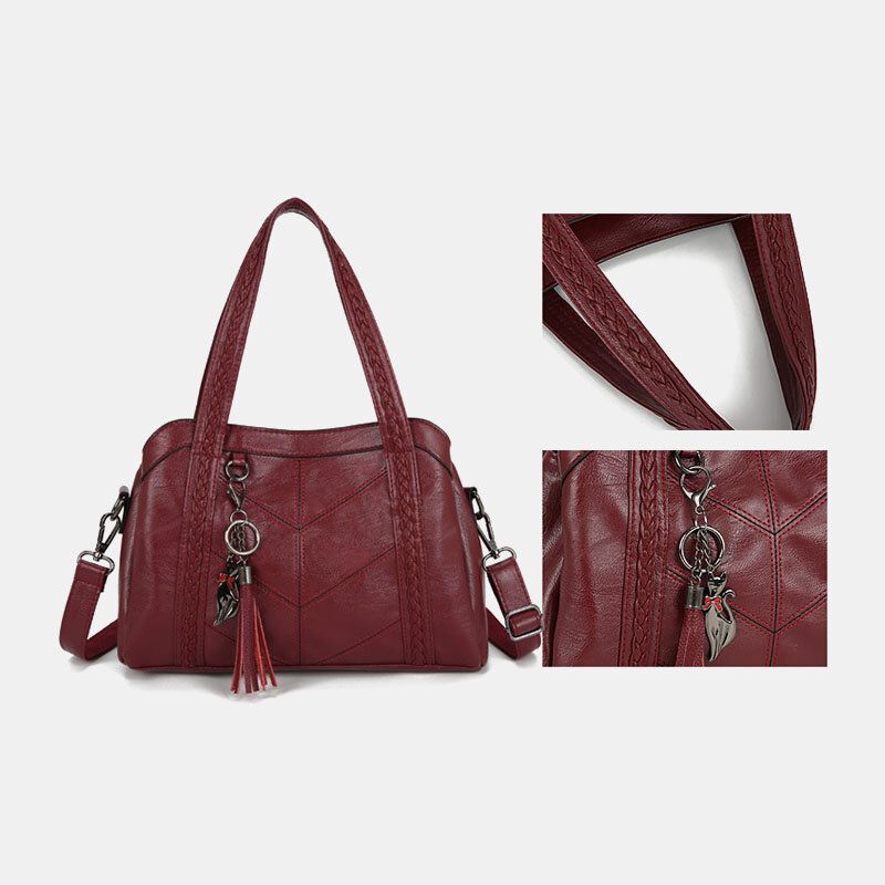 Kobiety Wiele Kieszeni Wiele Przegródek Torba Crossbody Z Frędzlami Retro Duża Pojemność Torba Na Ramię Torebka