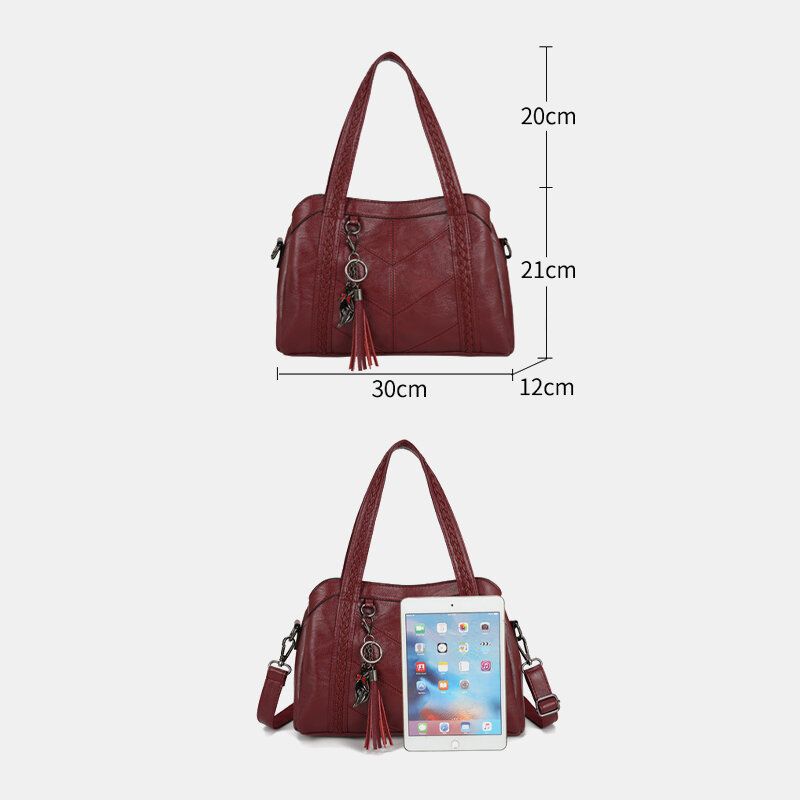 Kobiety Wiele Kieszeni Wiele Przegródek Torba Crossbody Z Frędzlami Retro Duża Pojemność Torba Na Ramię Torebka