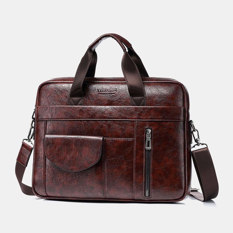 Mężczyźni Multi-pocket Anti-theft Crossbody Torby O Dużej Pojemności Retro 13.3 Cal Torba Na Laptopa Teczka Torba Na Ramię