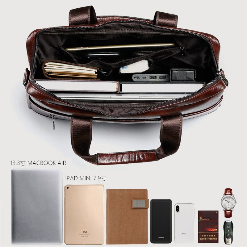 Mężczyźni Multi-pocket Anti-theft Crossbody Torby O Dużej Pojemności Retro 13.3 Cal Torba Na Laptopa Teczka Torba Na Ramię