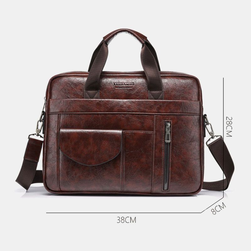 Mężczyźni Multi-pocket Anti-theft Crossbody Torby O Dużej Pojemności Retro 13.3 Cal Torba Na Laptopa Teczka Torba Na Ramię